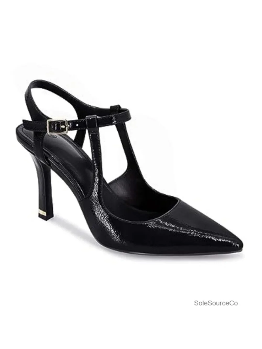 Coutgo Womens High Heels Pointed Toe Ankle Strap Pumps Patent Leather Stiletto